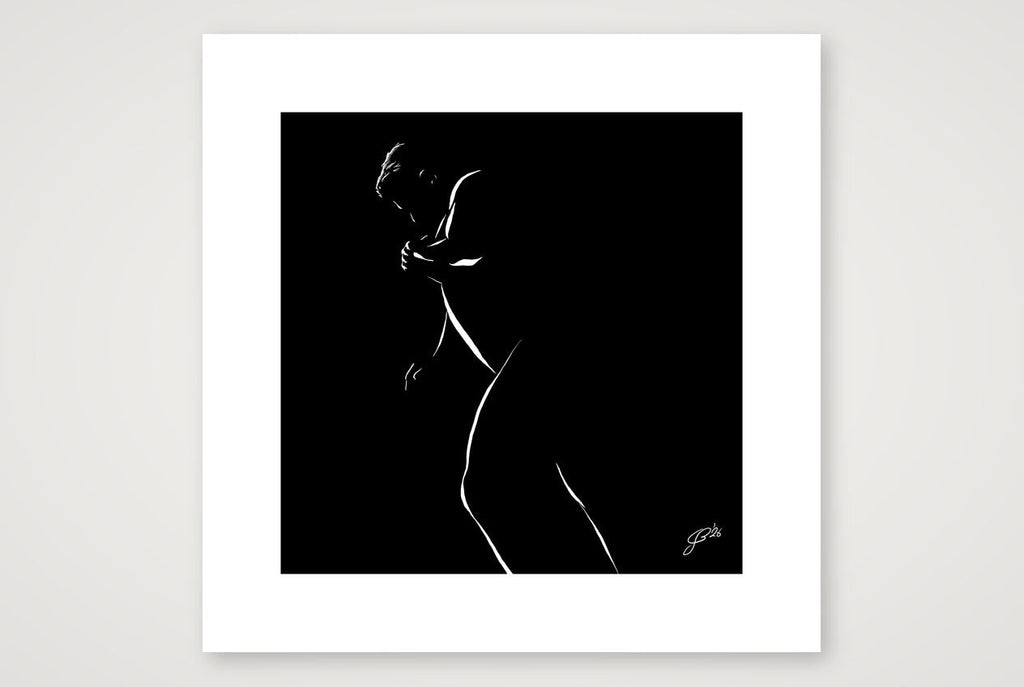 Leaning Len “Negative space Bear” — 30×30cm, 12×12" Print only