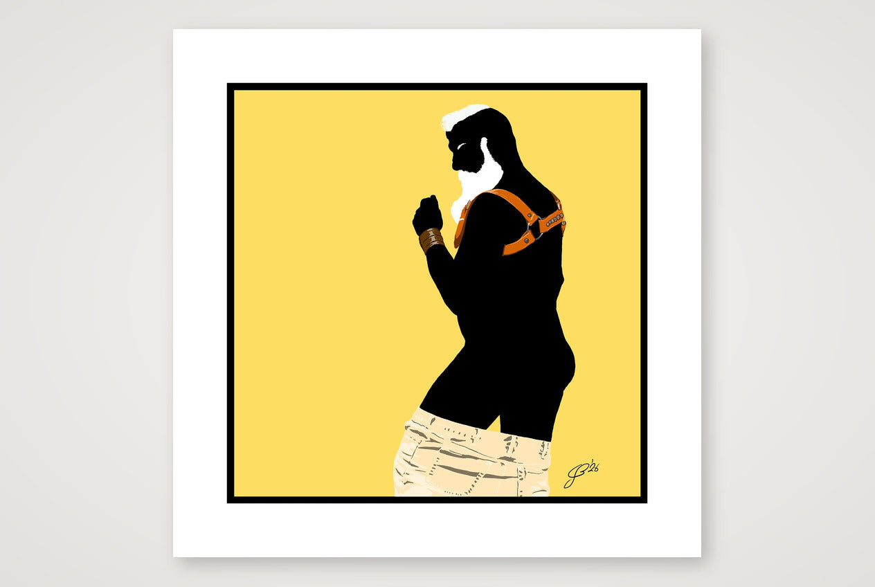 Bruce - Bear flag colours Art - Yellow — 50×50cm, 20×20" Print only