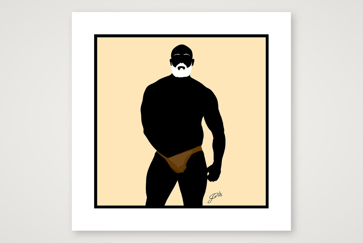 Rex - Bear flag colours Art - Cream — 50×50cm, 20×20" Print only
