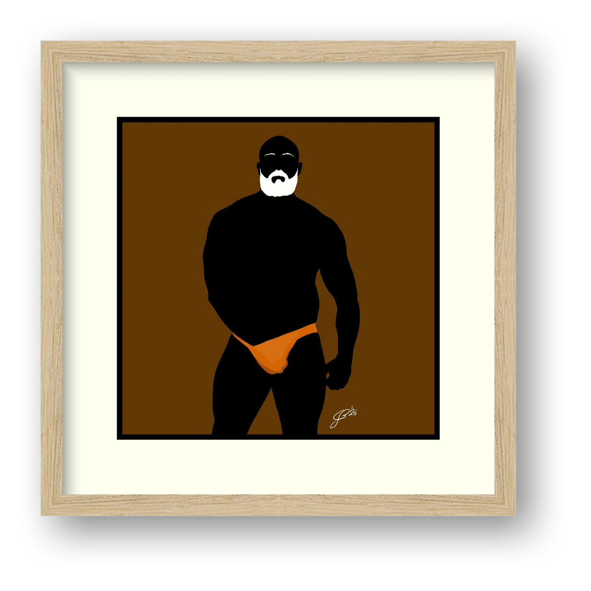 Rex - Bear flag colours Art - Brown — framed