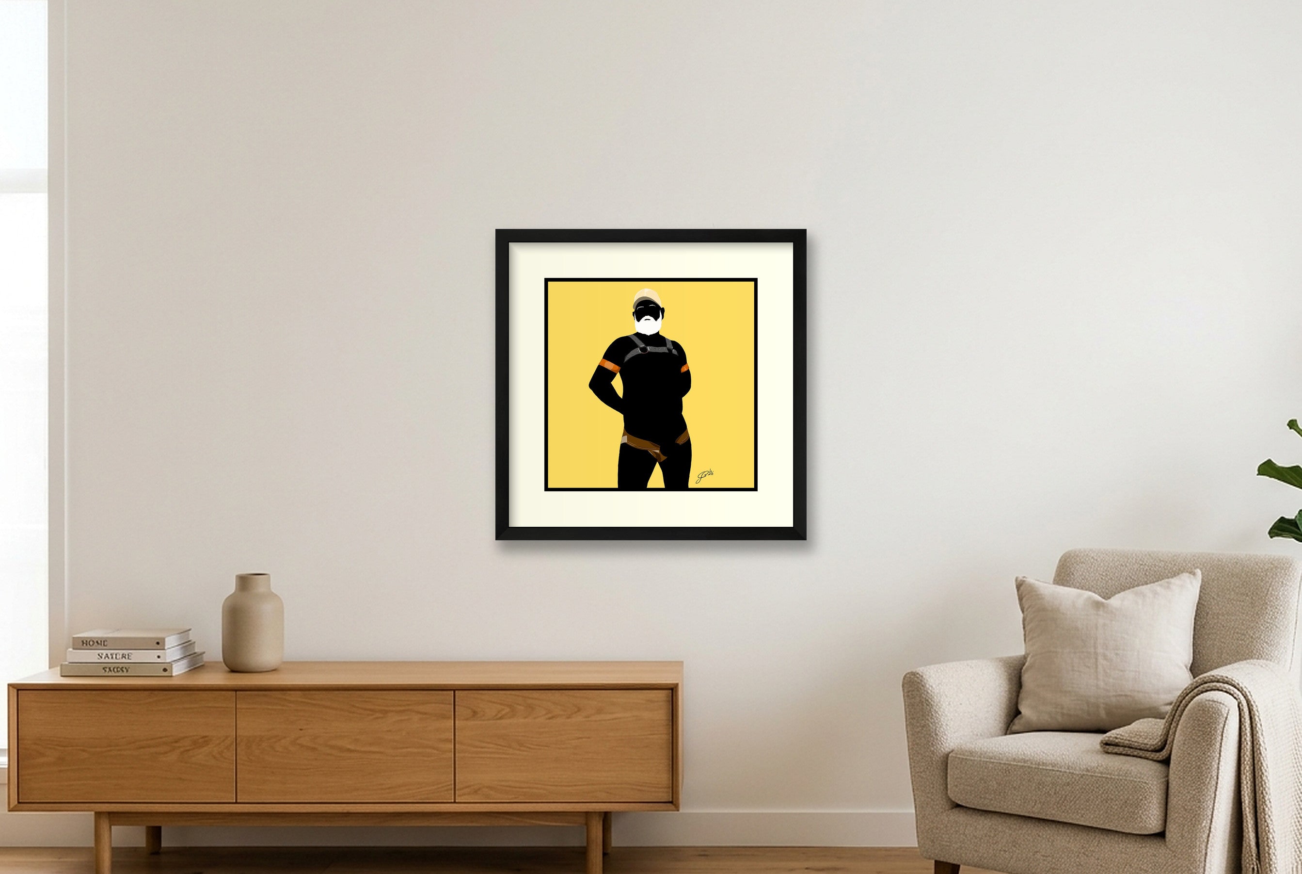 Rob - Bear flag colours Art - Yellow — 40×40cm, 16×16" Black Frame