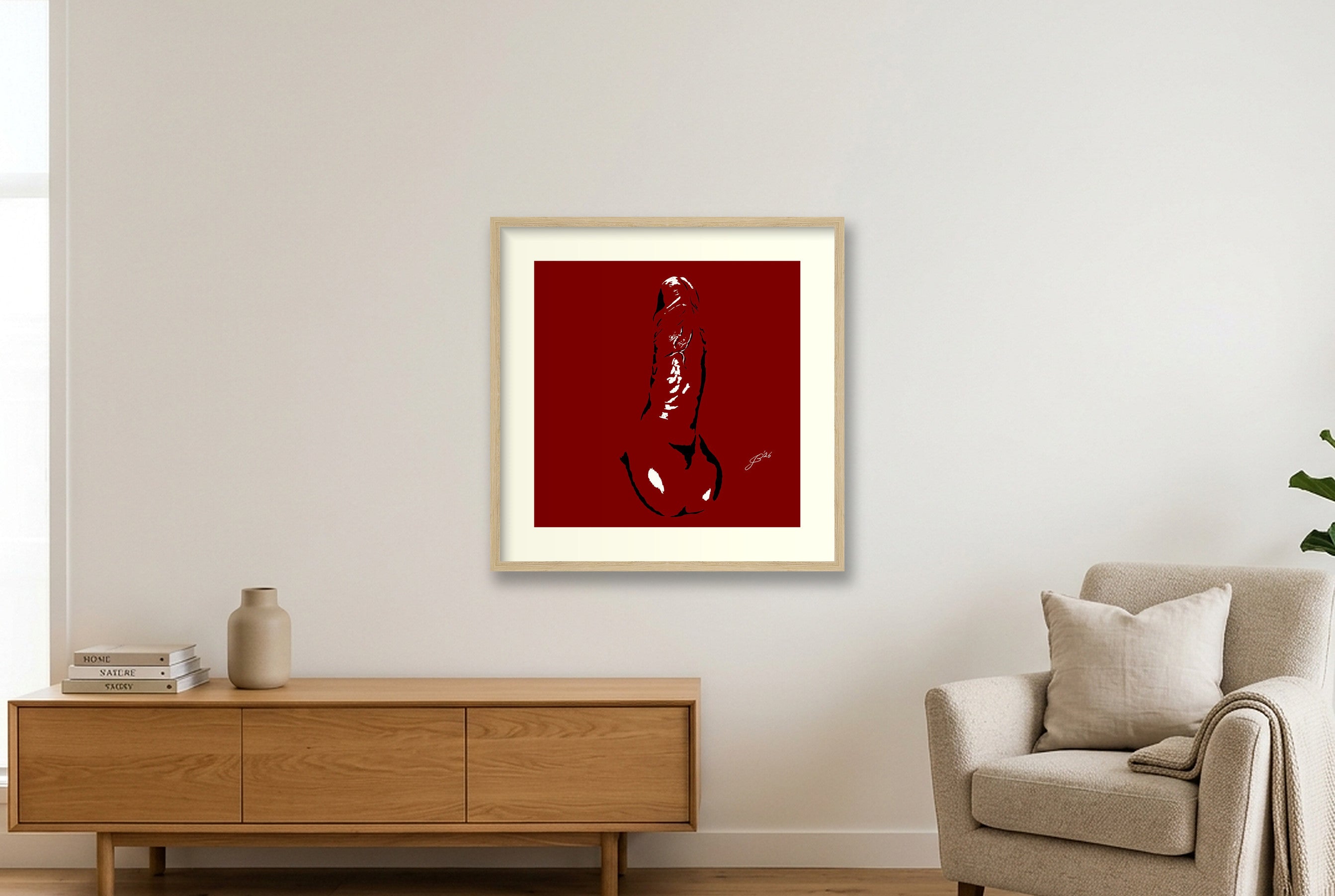 Carlos’s Dick Pic — 50×50cm, 20×20" Oak Frame