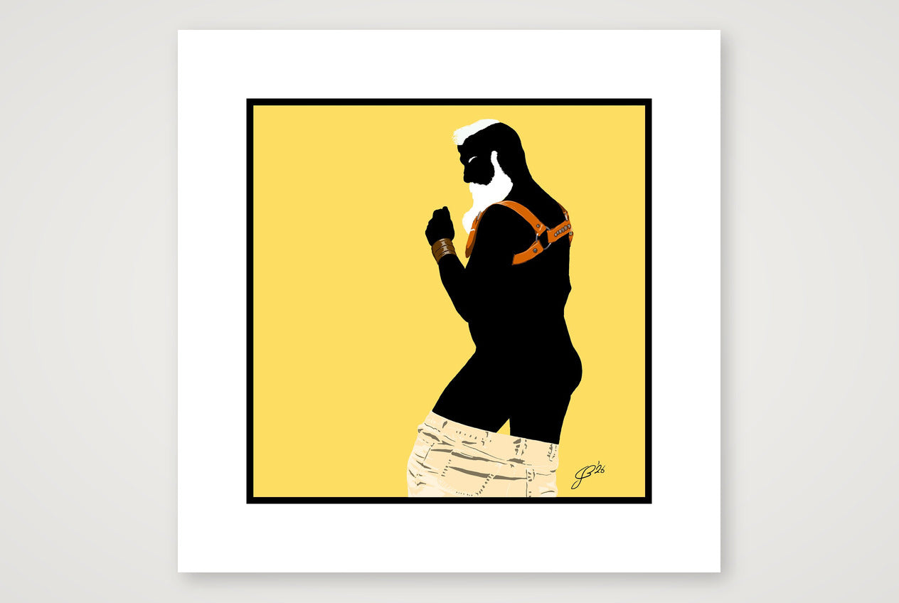 Bruce - Bear flag colours Art - Yellow — 30×30cm, 12×12" Print only