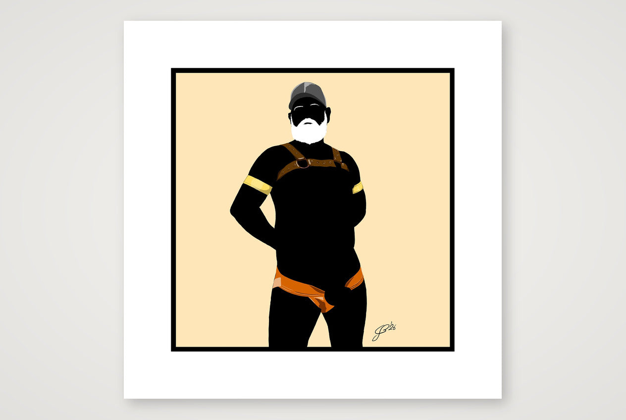 Rob - Bear flag colours Art - Cream — 40×40cm, 16×16" Print only
