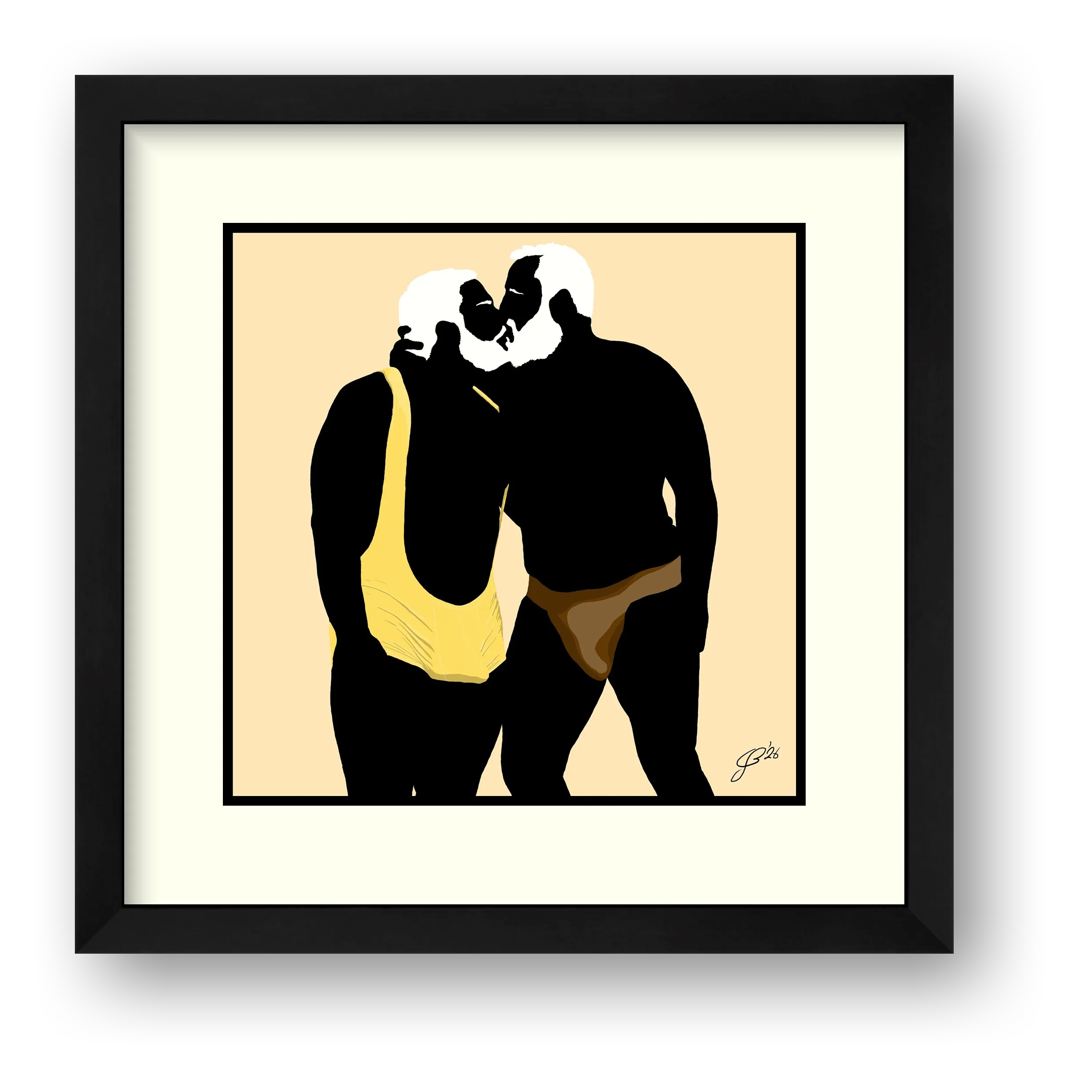 Mark & Steve - Bear flag colours Art - Cream — framed