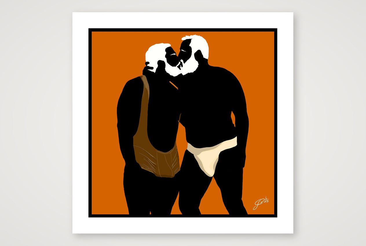 Mark & Steve - Bear flag colours Art - Orange — 70×70cm, 28×28" Print only