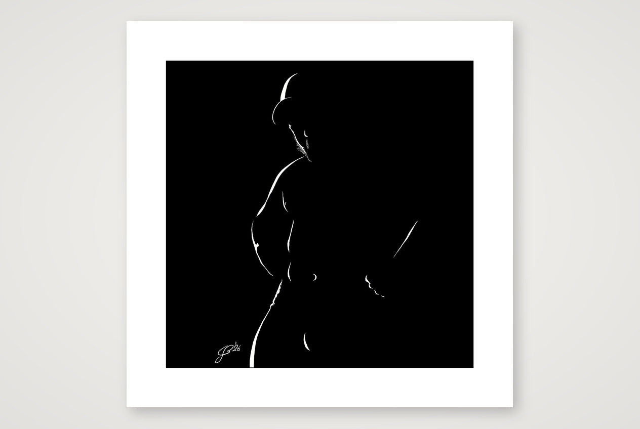 Capped Calvin “Negative space Bear” — 50×50cm, 20×20" Print only