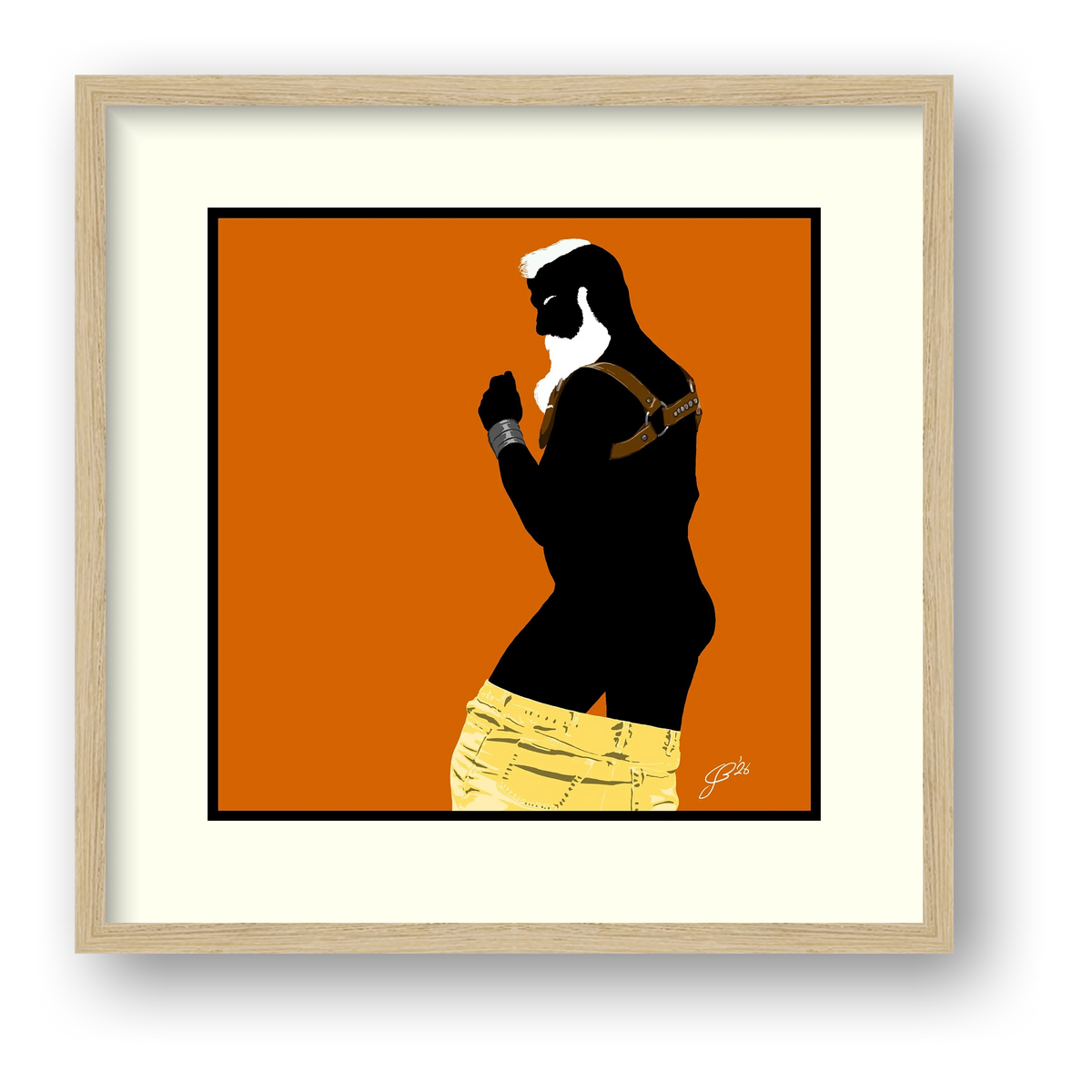 Bruce - Bear flag colours Art - Orange — framed