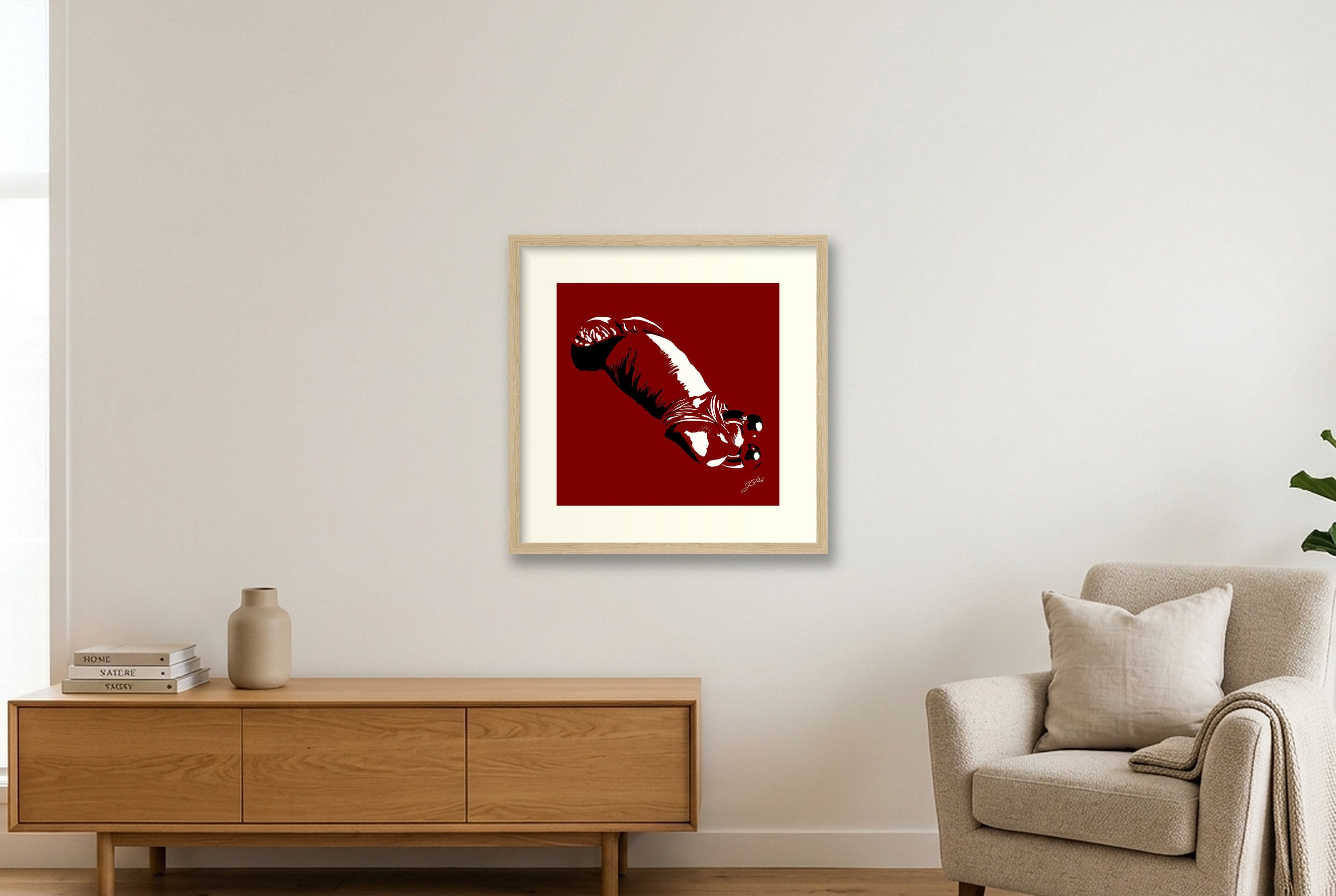 Sergio’s Dick Pic — 40×40cm, 16×16" Oak Frame