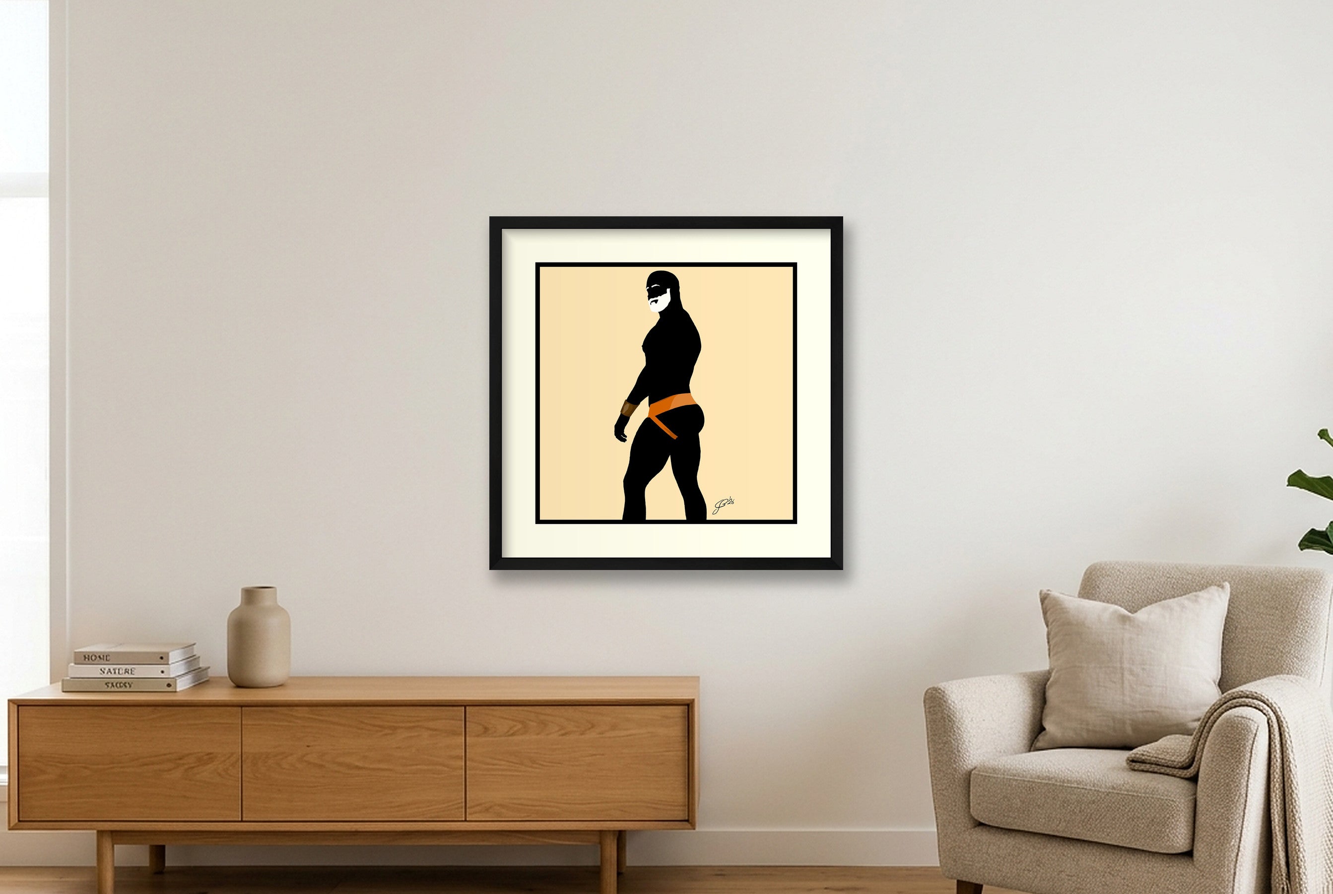 Scott - Bear flag colours Art - Cream — 50×50cm, 20×20" Black Frame