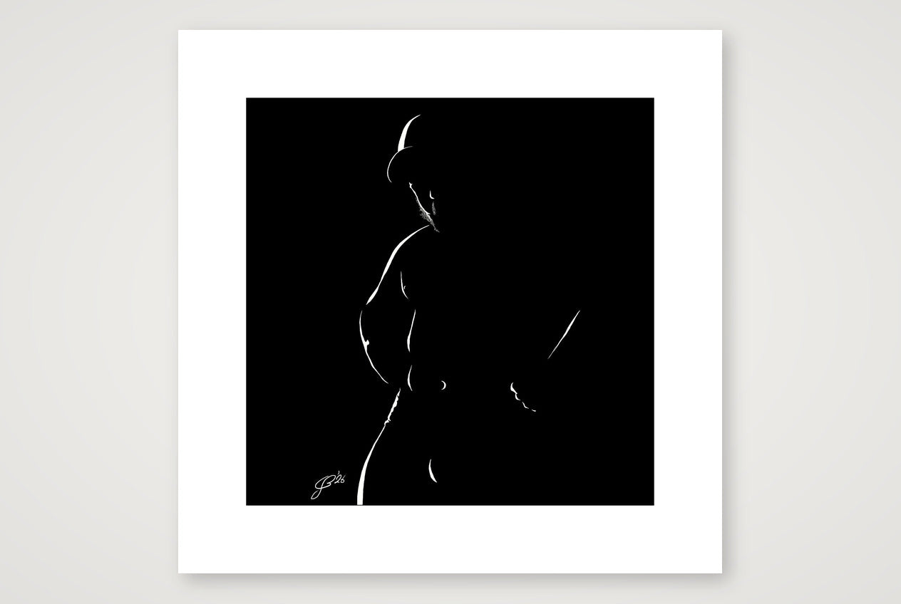 Capped Calvin “Negative space Bear” — 40×40cm, 16×16" Print only