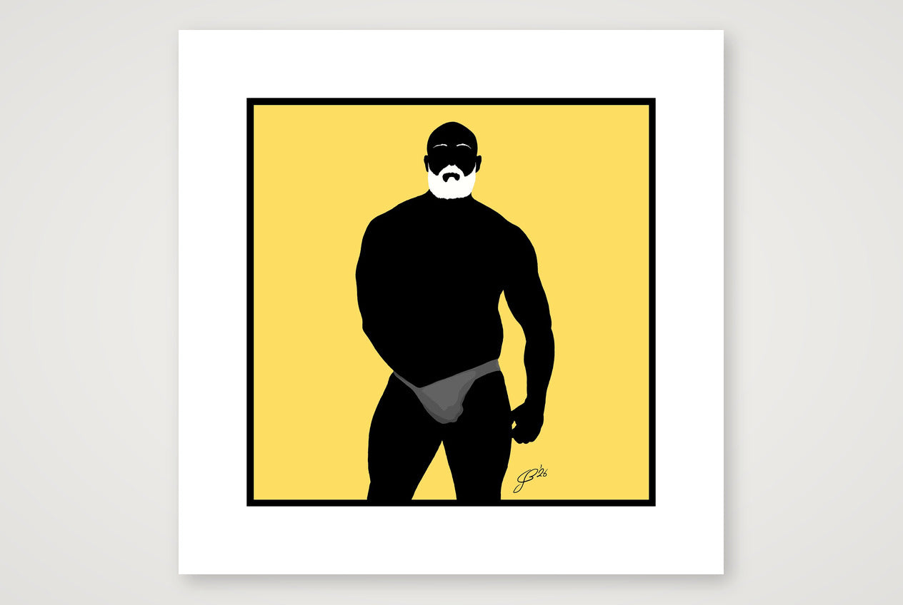 Rex - Bear flag colours Art - Yellow — 40×40cm, 16×16" Print only