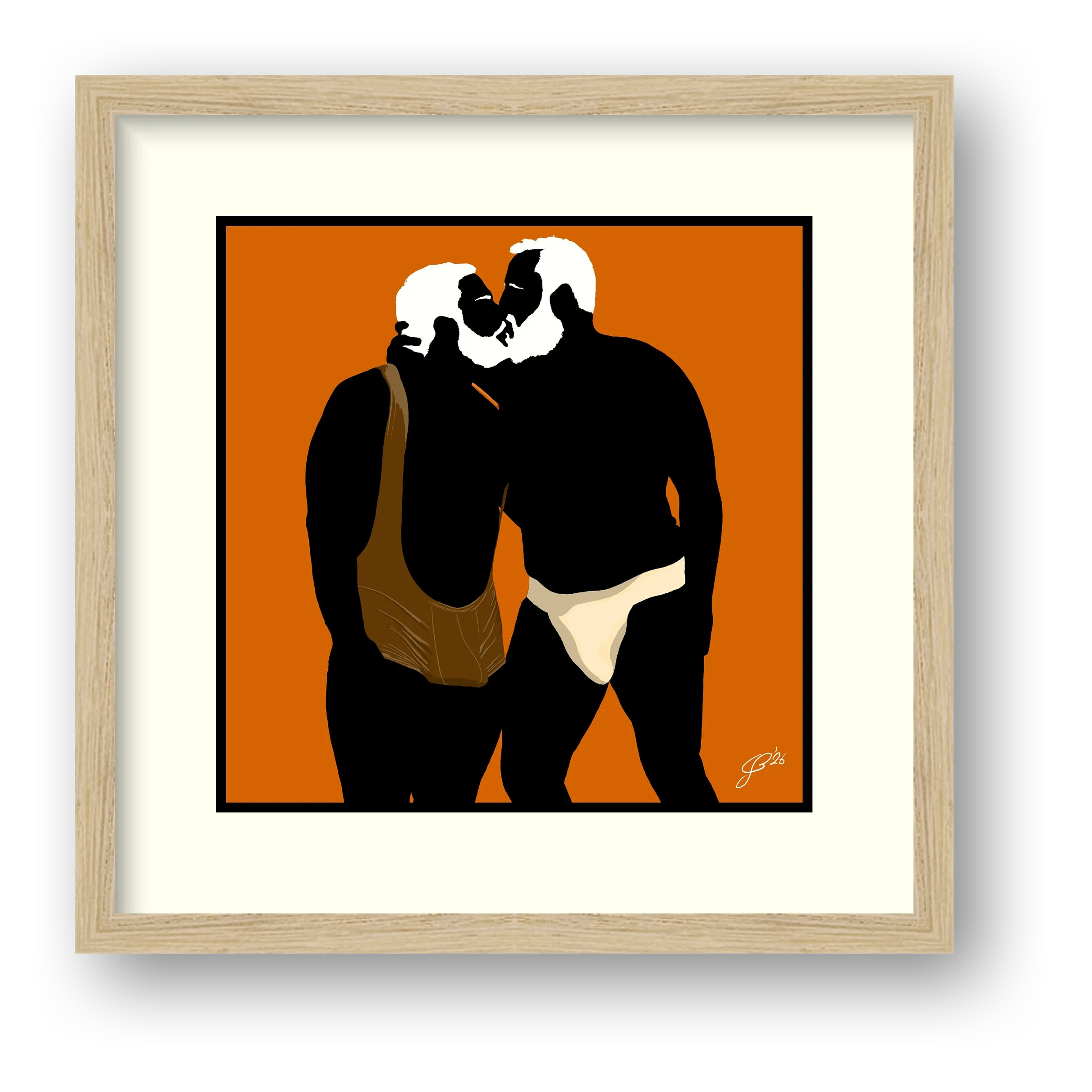 Mark & Steve - Bear flag colours Art - Orange — framed