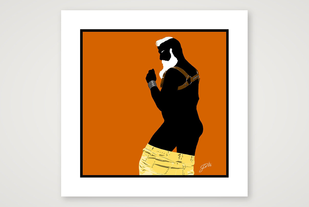 Bruce - Bear flag colours Art - Orange — 50×50cm, 20×20" Print only