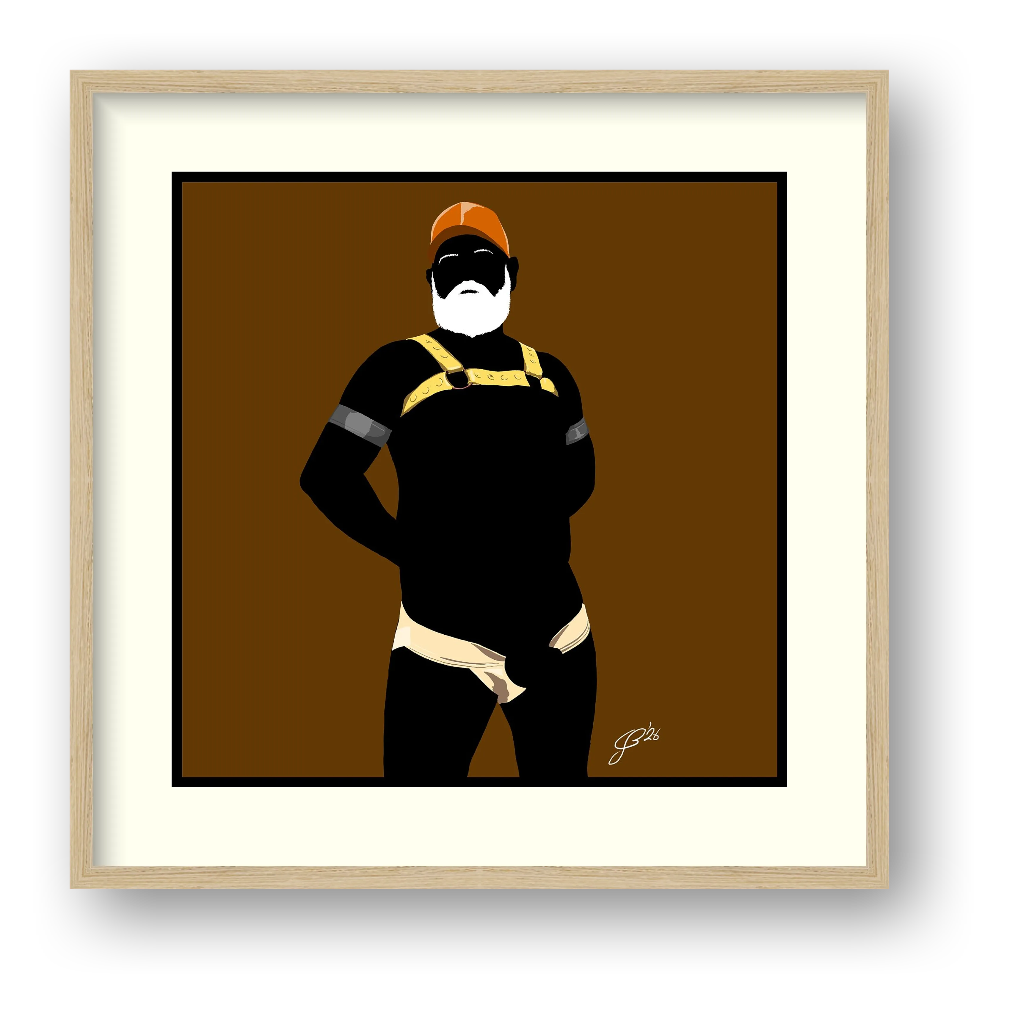 Rob - Bear flag colours Art - Brown — framed