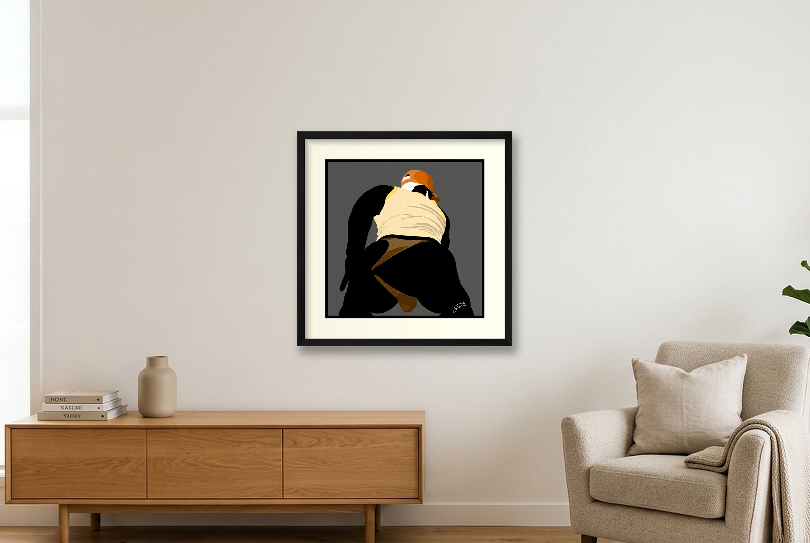 Tom - Bear flag colours Art - Grey — 50×50cm, 20×20" Black Frame