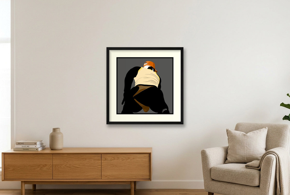 Tom - Bear flag colours Art - Grey — 50×50cm, 20×20" Black Frame