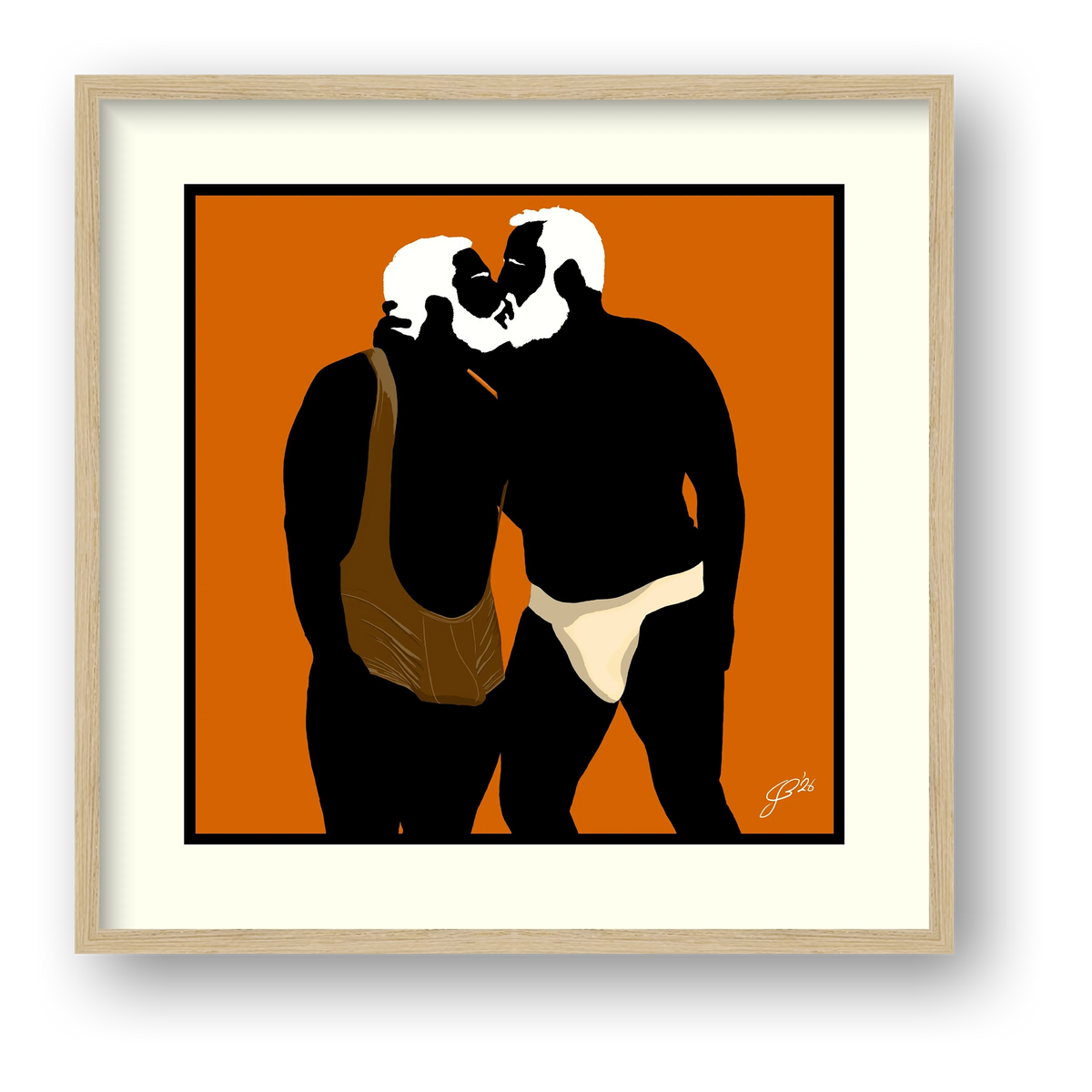Mark & Steve - Bear flag colours Art - Orange — framed