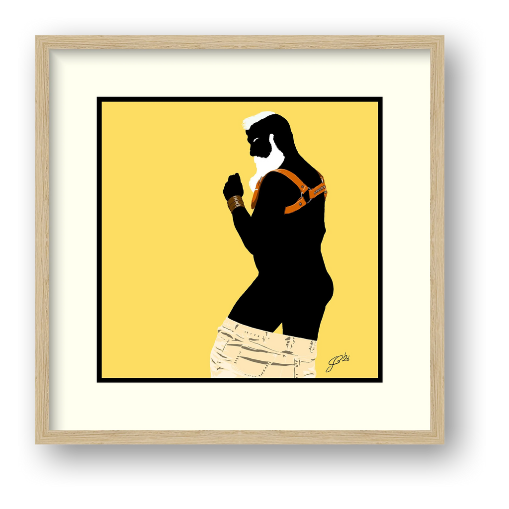 Bruce - Bear flag colours Art - Yellow — framed