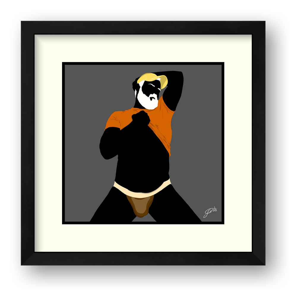 Ben - Bear flag colours Art - Grey — framed