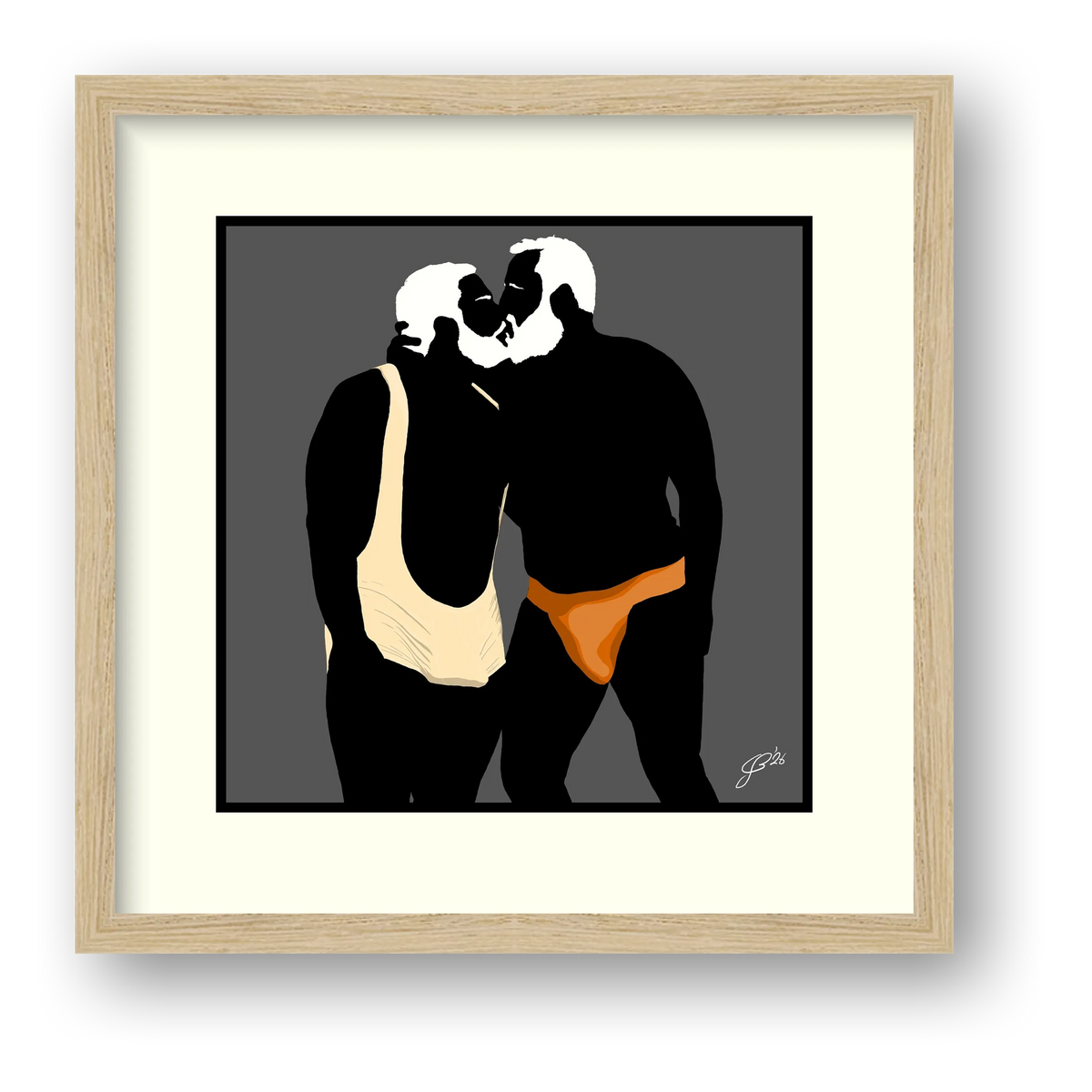 Mark & Steve - Bear flag colours Art - Grey — framed