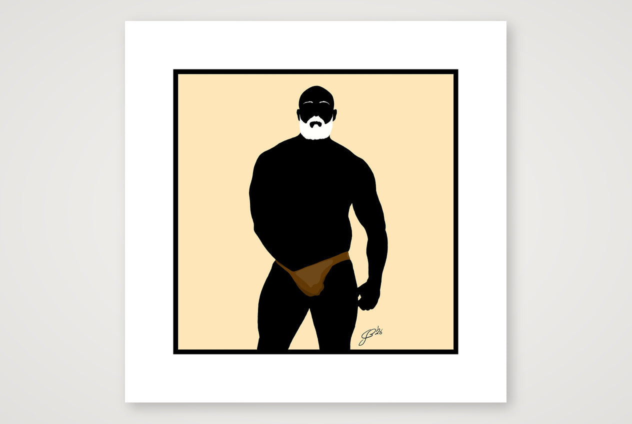 Rex - Bear flag colours Art - Cream — 30×30cm, 12×12" Print only
