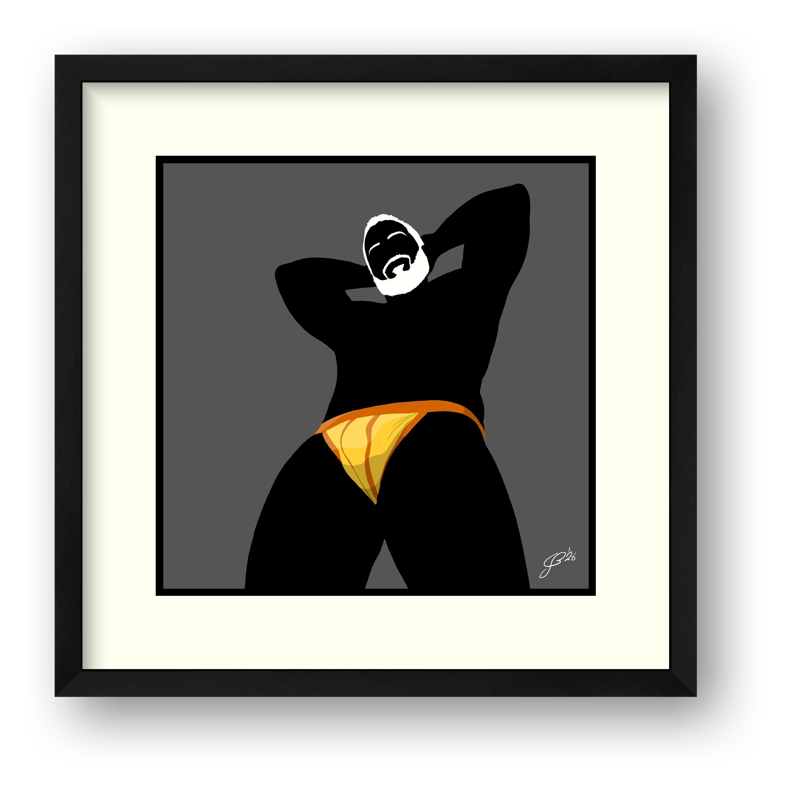 Frank - Bear flag colours Art - Grey — framed