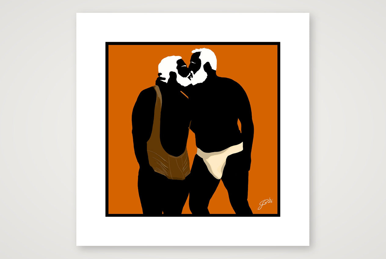 Mark & Steve - Bear flag colours Art - Orange — 40×40cm, 16×16" Print only
