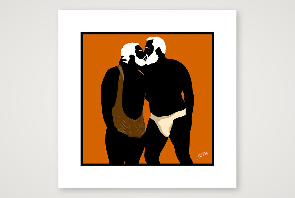 Mark & Steve - Bear flag colours Art - Orange — 40×40cm, 16×16" Print only