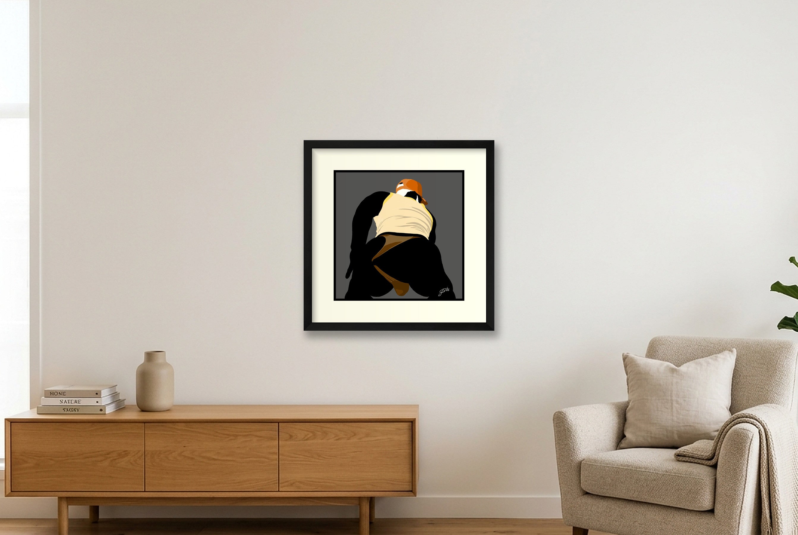 Tom - Bear flag colours Art - Grey — 40×40cm, 16×16" Black Frame
