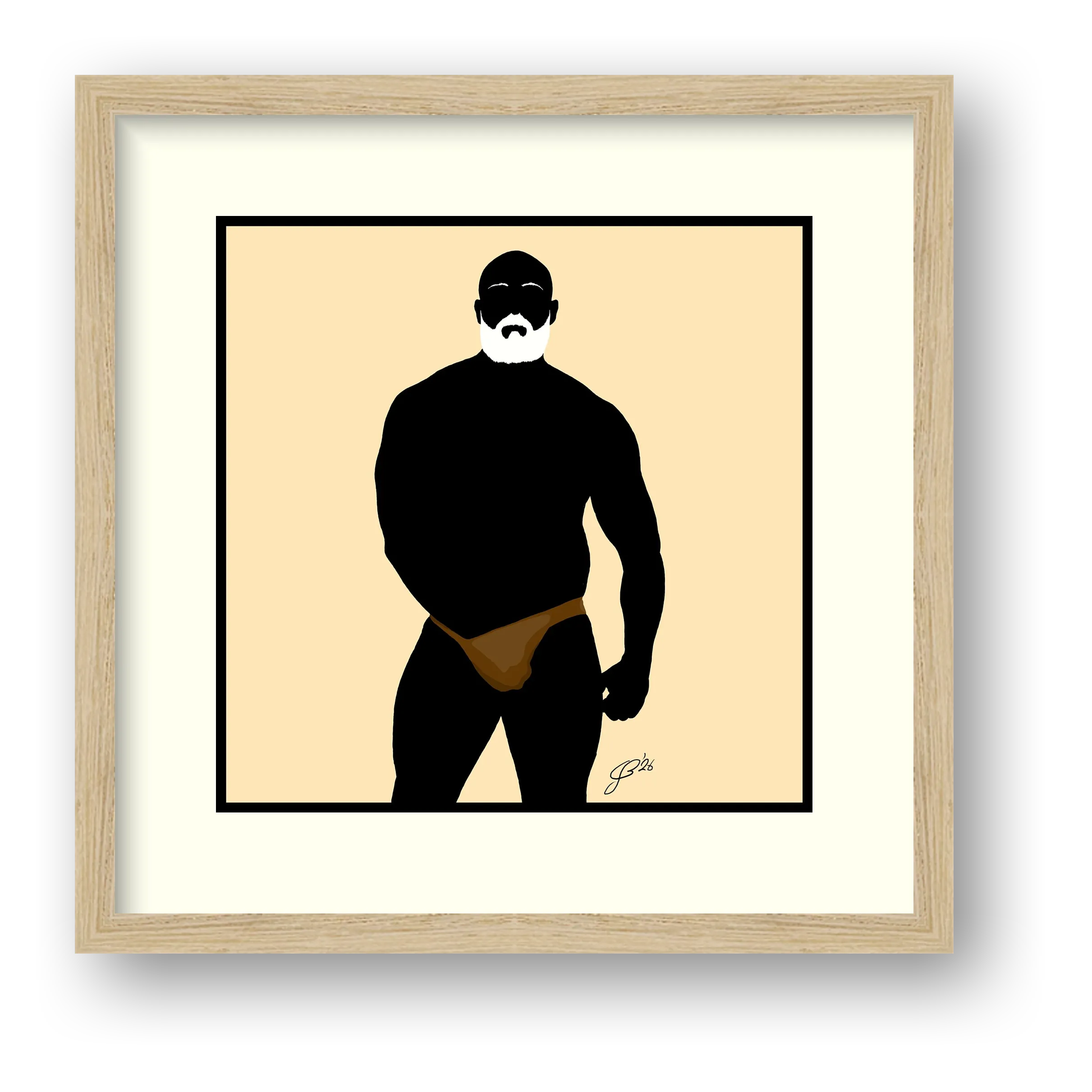 Rex - Bear flag colours Art - Cream — framed