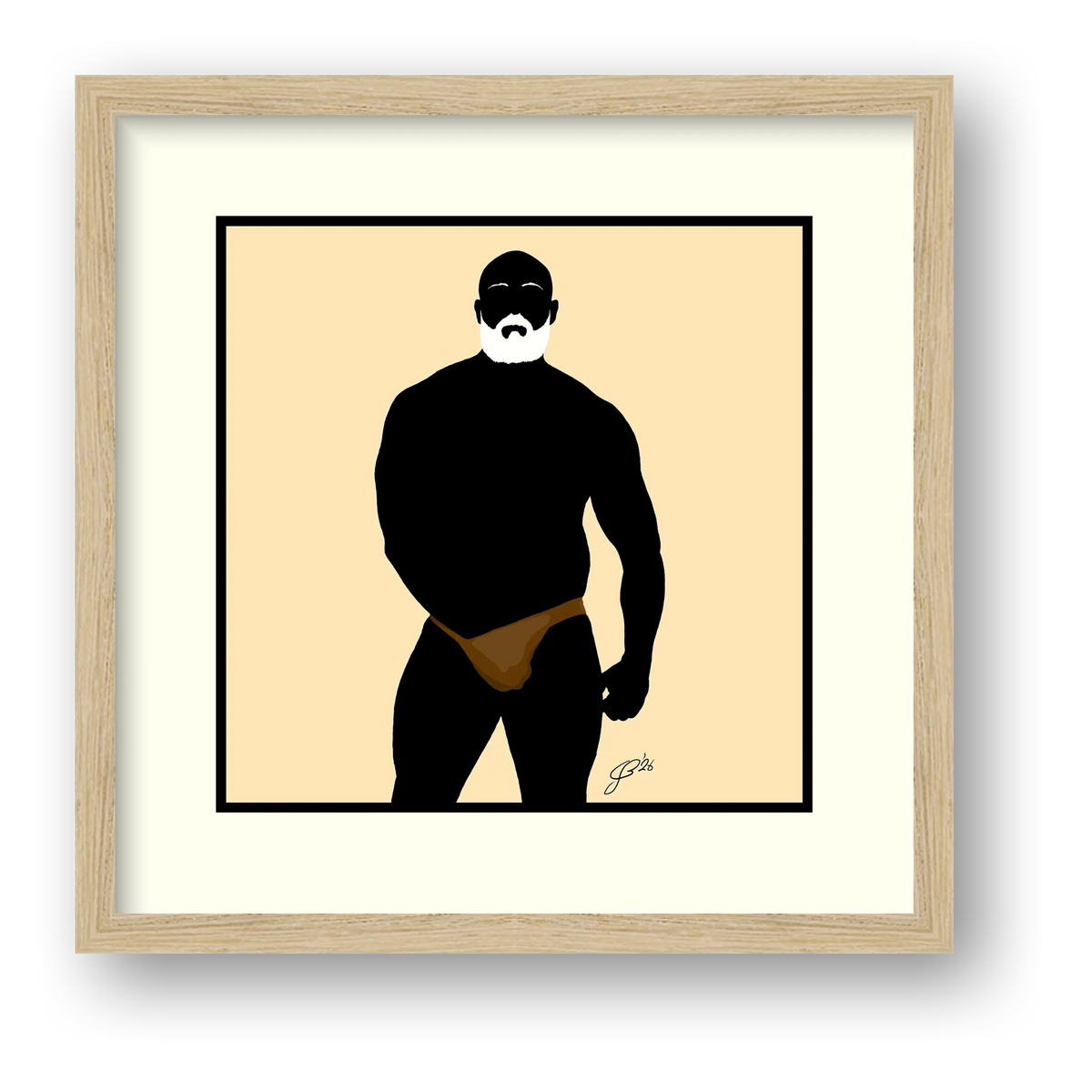 Rex - Bear flag colours Art - Cream — framed