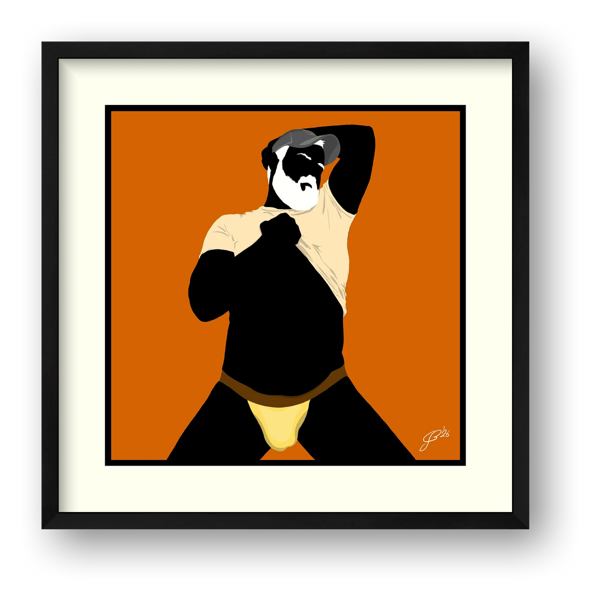 Ben - Bear flag colours Art - Orange — framed