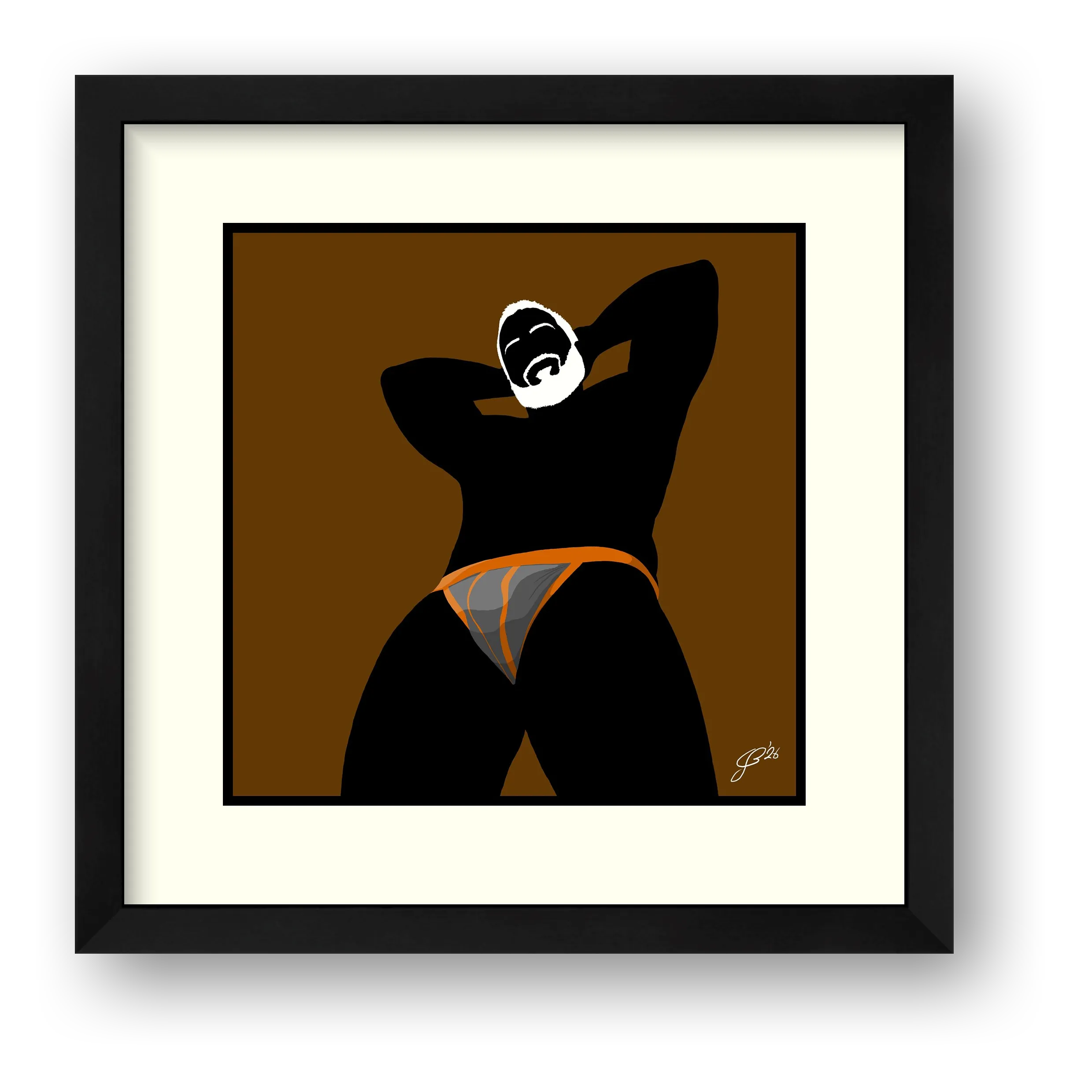 Frank - Bear flag colours Art - Brown — framed