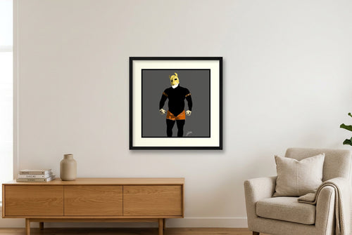 Buck - Bear flag colours Art - Grey — 50×50cm, 20×20" Black Frame