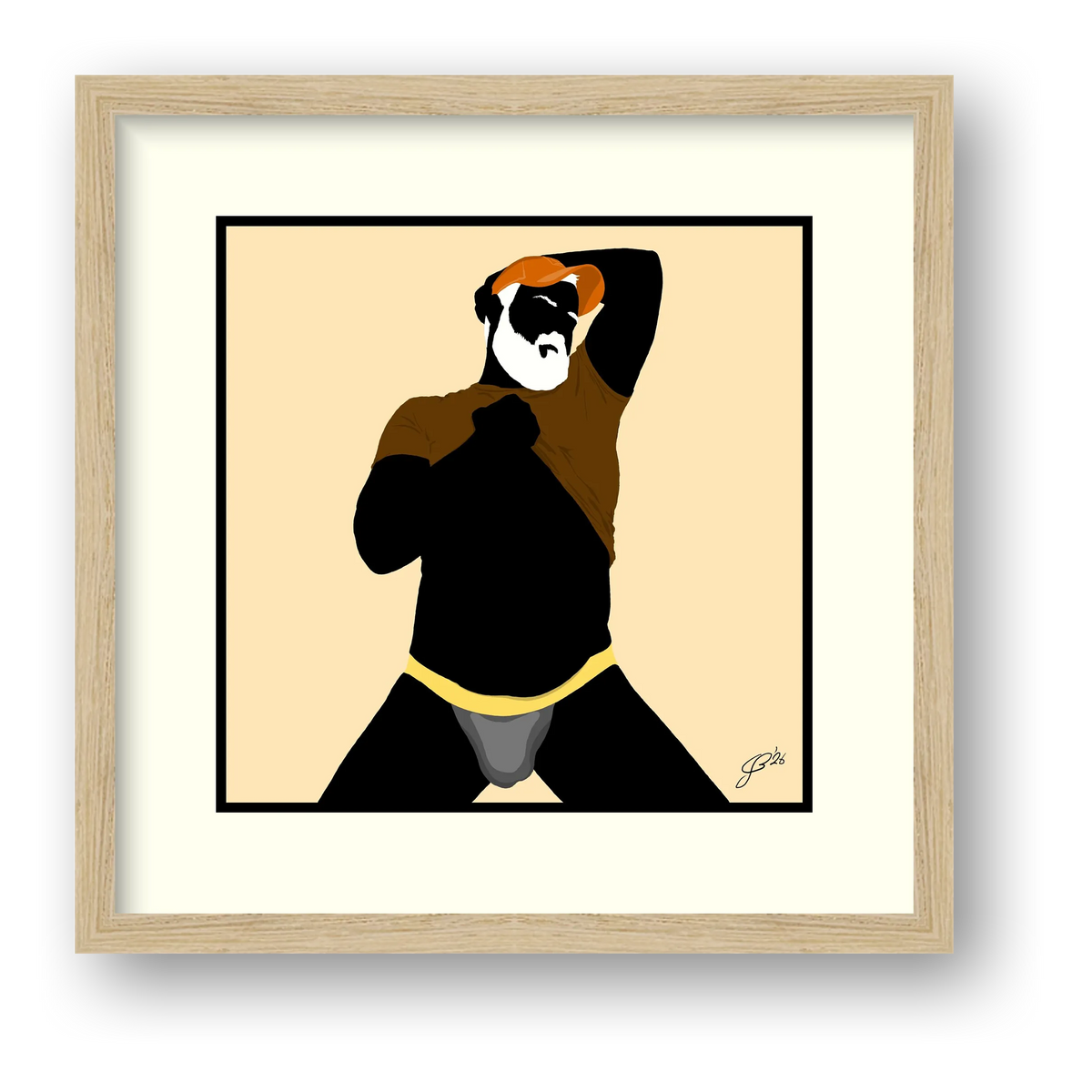 Ben - Bear flag colours Art - Cream — framed