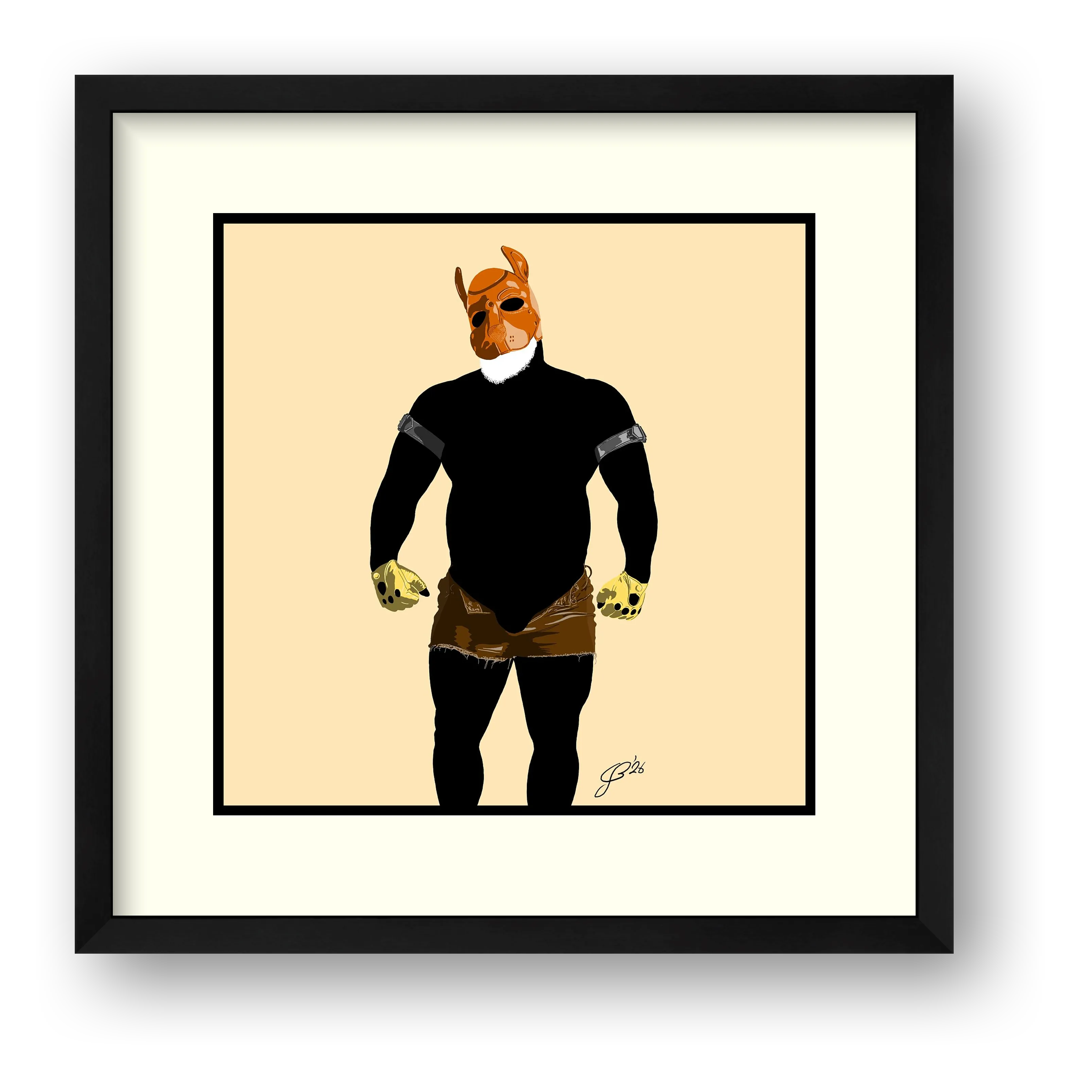 Buck - Bear flag colours Art - Cream — framed