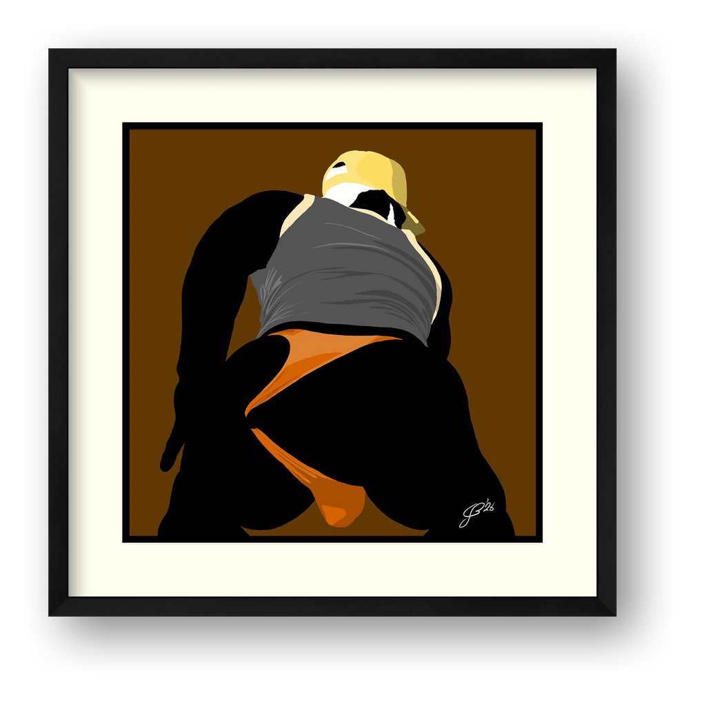 Tom - Bear flag colours Art - Brown — framed