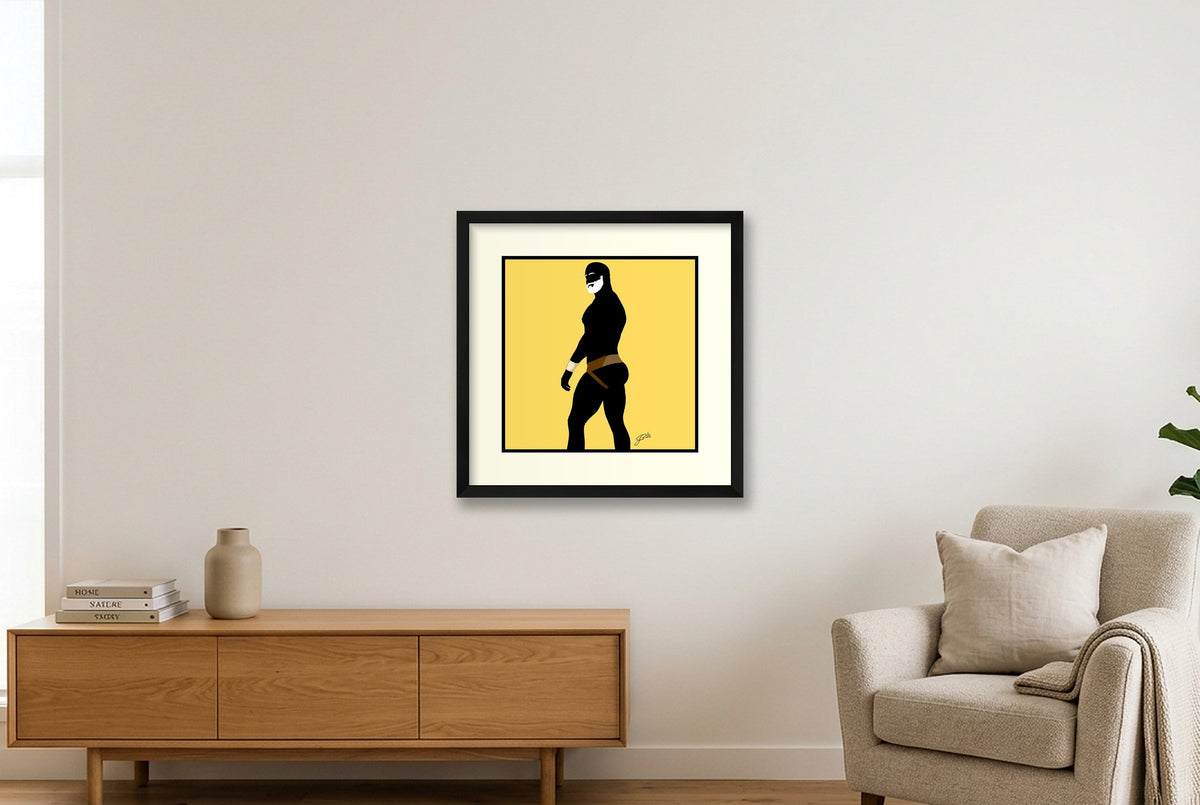 Scott - Bear flag colours Art - Yellow — 40×40cm, 16×16" Black Frame