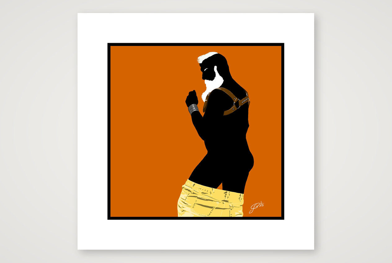 Bruce - Bear flag colours Art - Orange — 30×30cm, 12×12" Print only