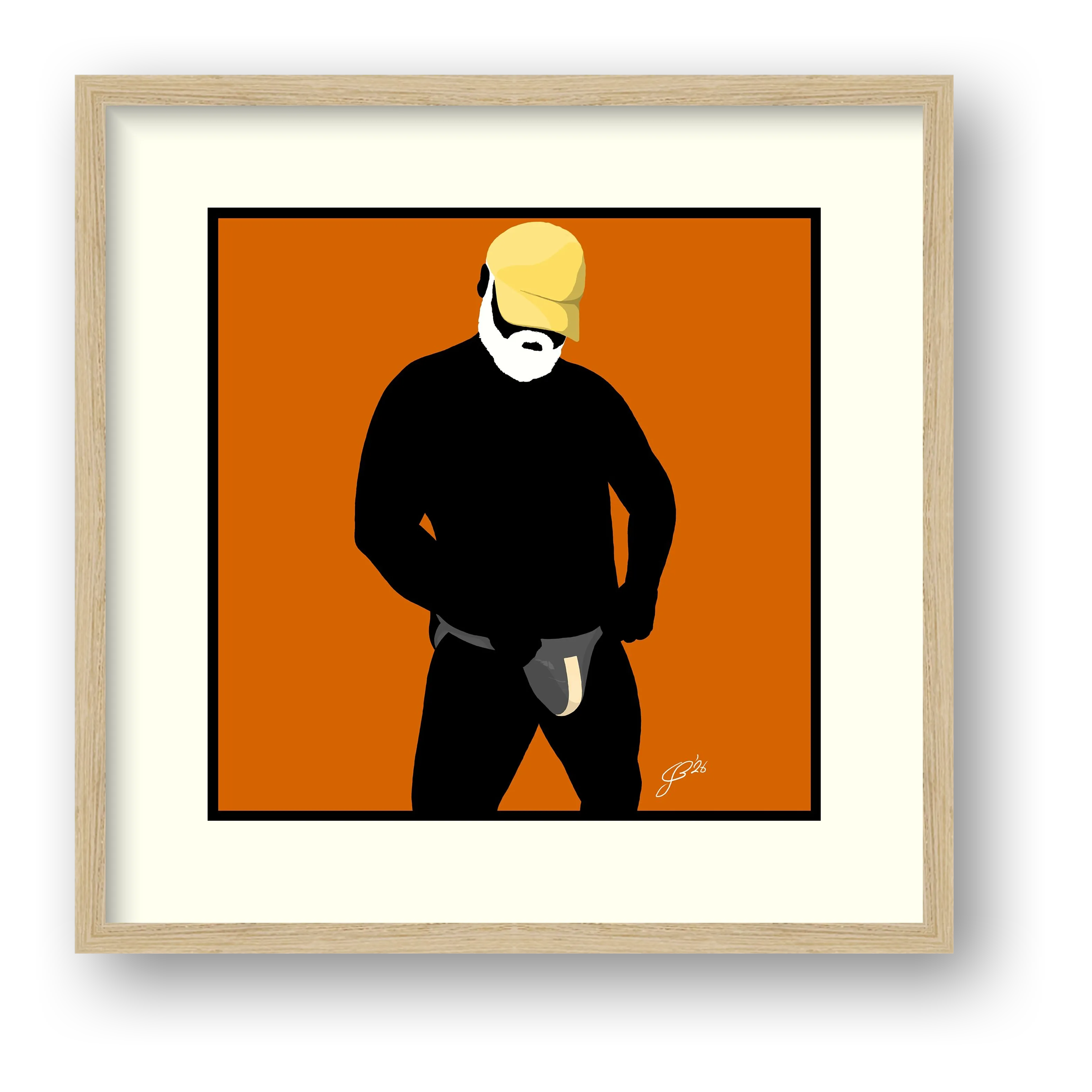 Jim - Bear flag colours Art - Orange — framed