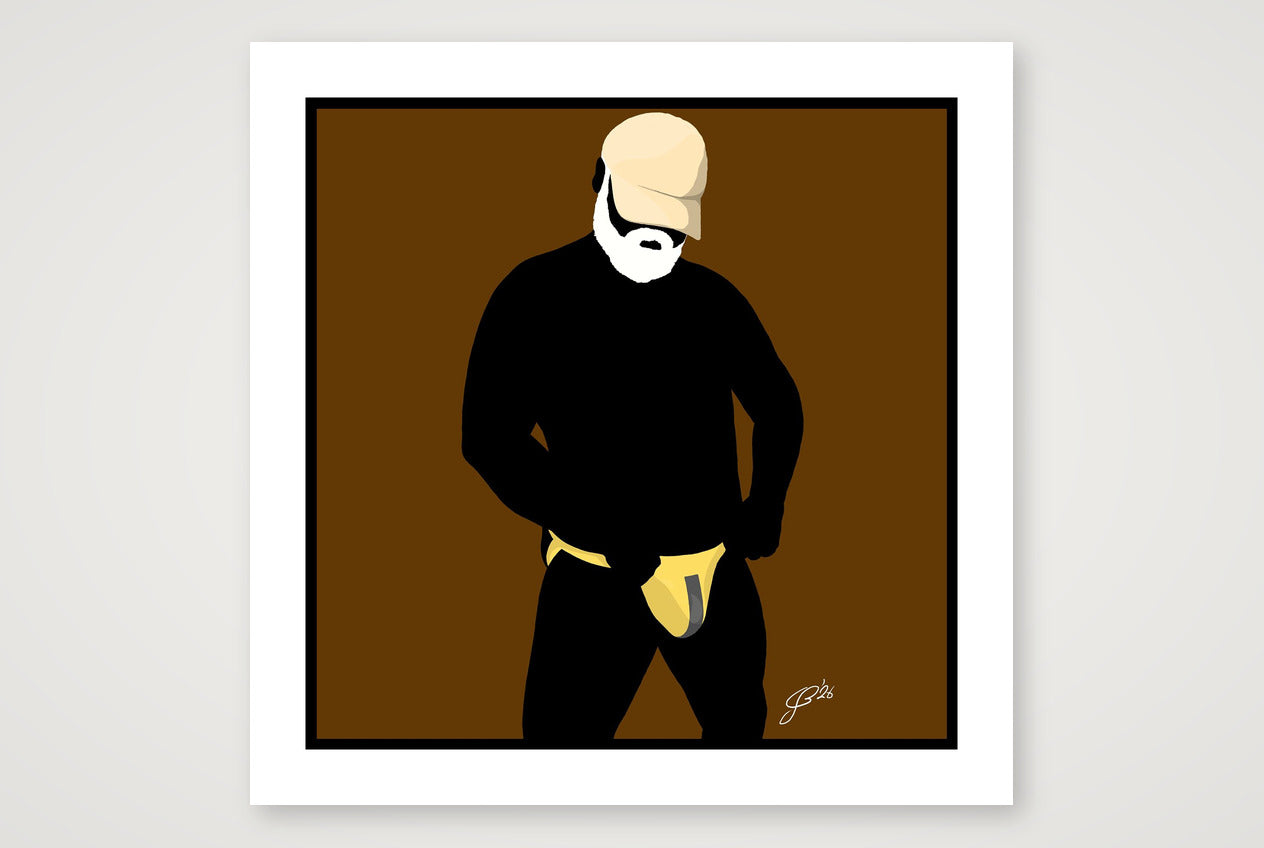 Jim - Bear flag colours Art - Brown — 70×70cm, 28×28" Print only