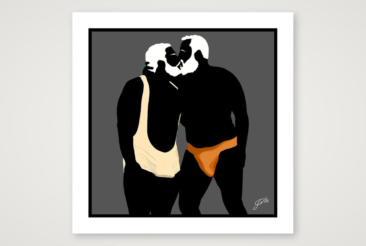 Mark & Steve - Bear flag colours Art - Grey — 70×70cm, 28×28" Print only
