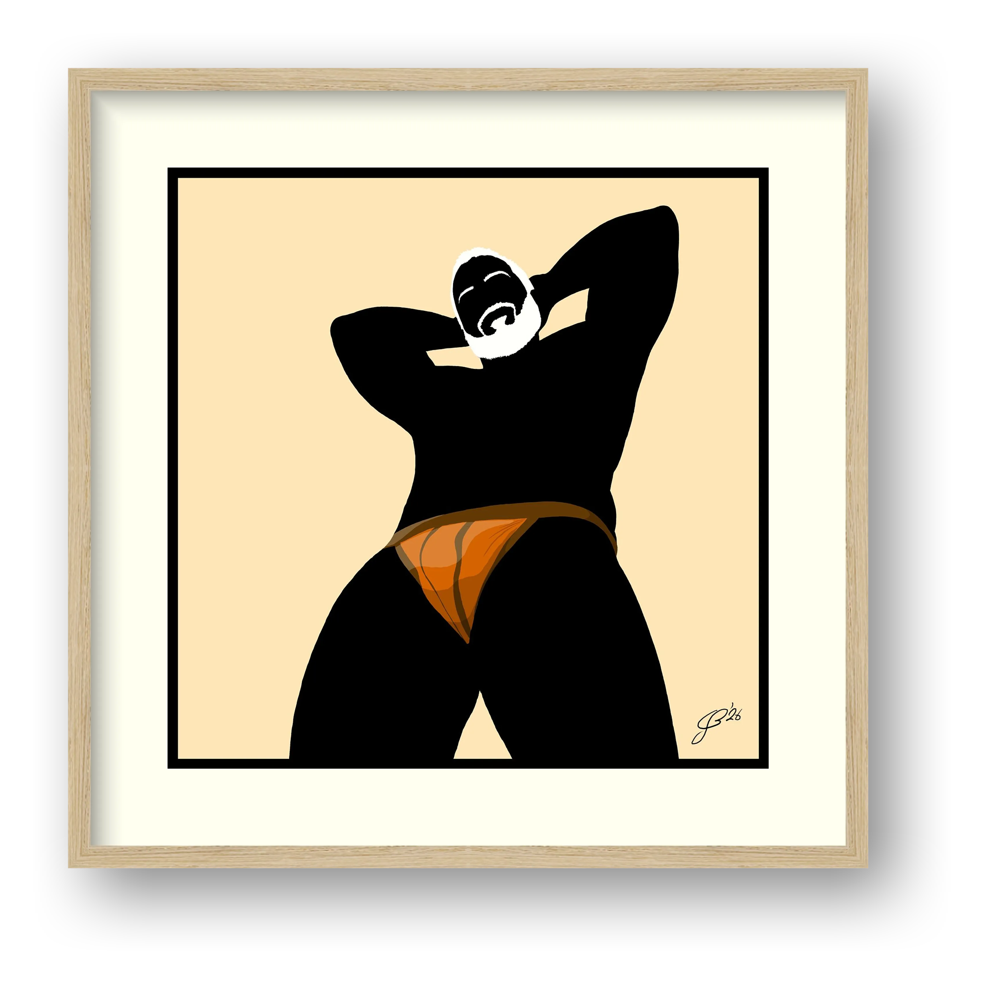 Frank - Bear flag colours Art - Cream — framed