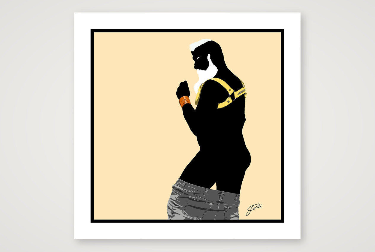 Bruce - Bear flag colours Art - Cream — 70×70cm, 28×28" Print only