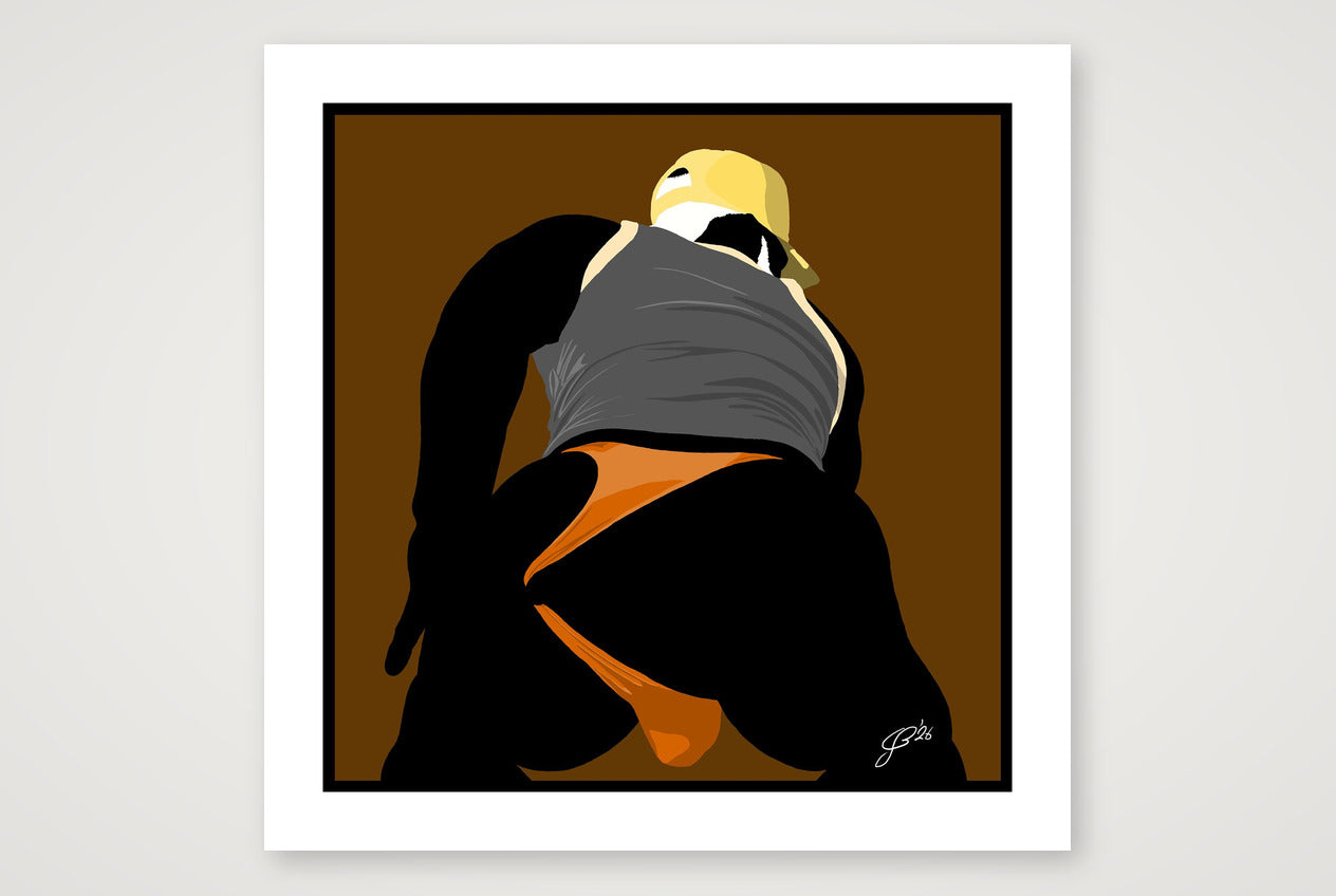 Tom - Bear flag colours Art - Brown — 70×70cm, 28×28" Print only