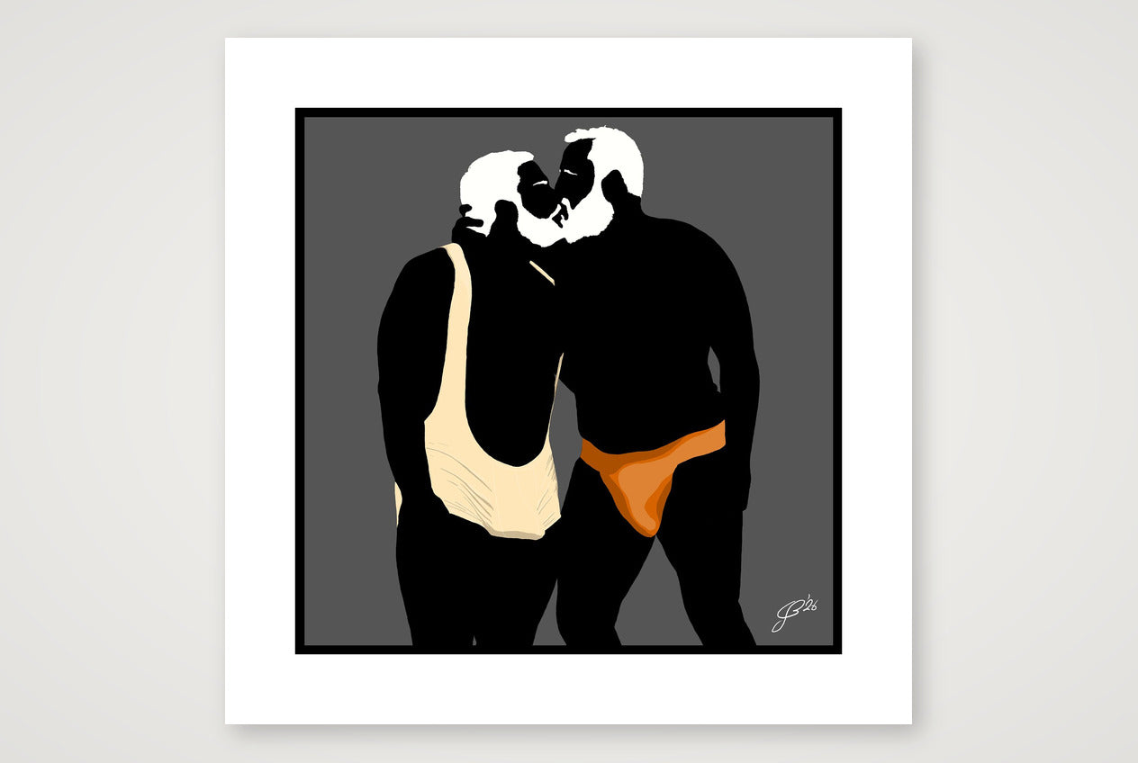 Mark & Steve - Bear flag colours Art - Grey — 50×50cm, 20×20" Print only