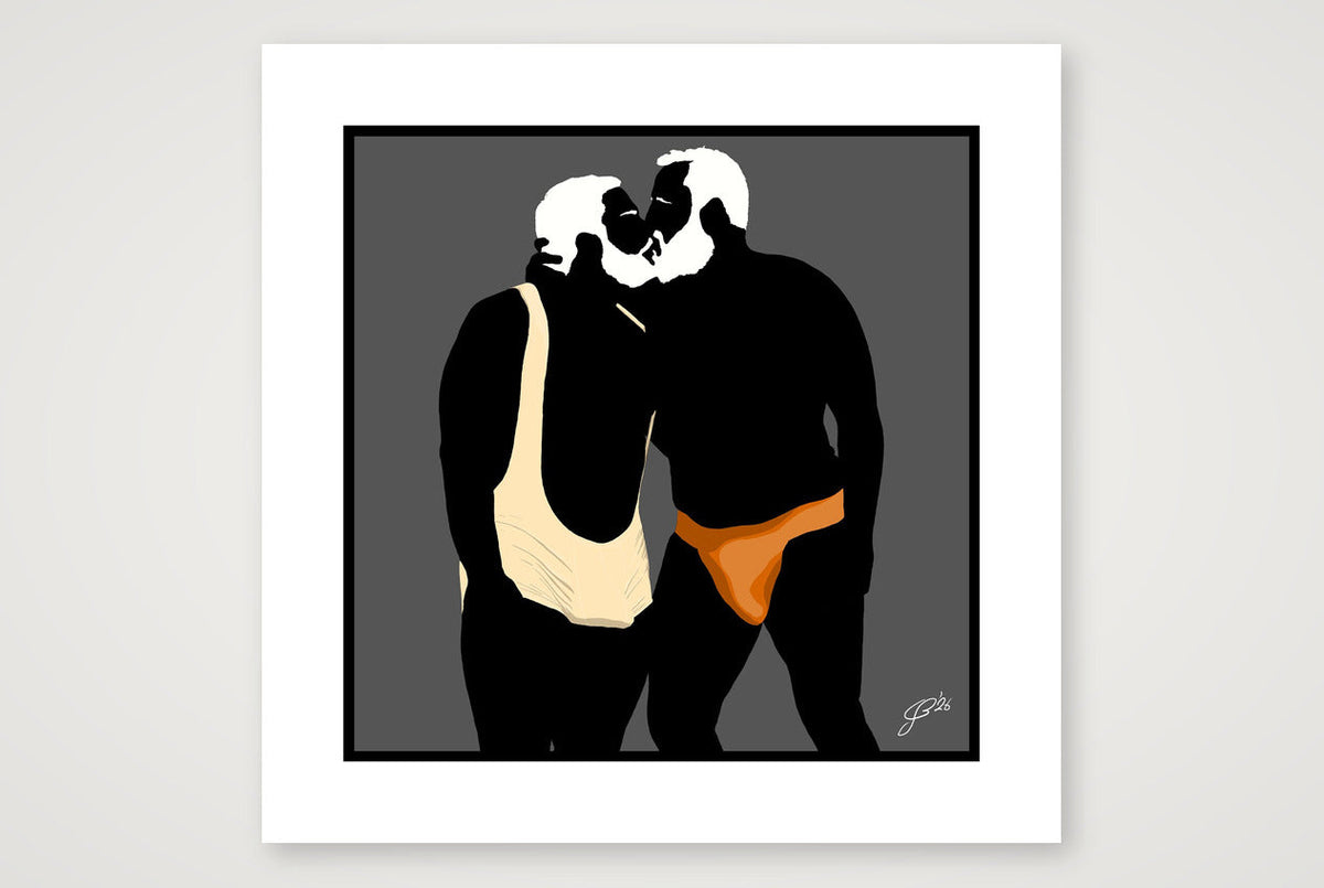 Mark & Steve - Bear flag colours Art - Grey — 50×50cm, 20×20" Print only