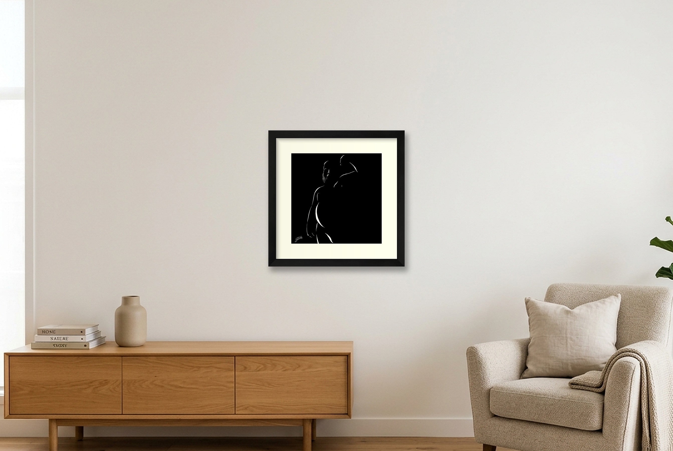 Nipples Nick “Negative space Bear” — 30×30cm, 12×12" Black Frame