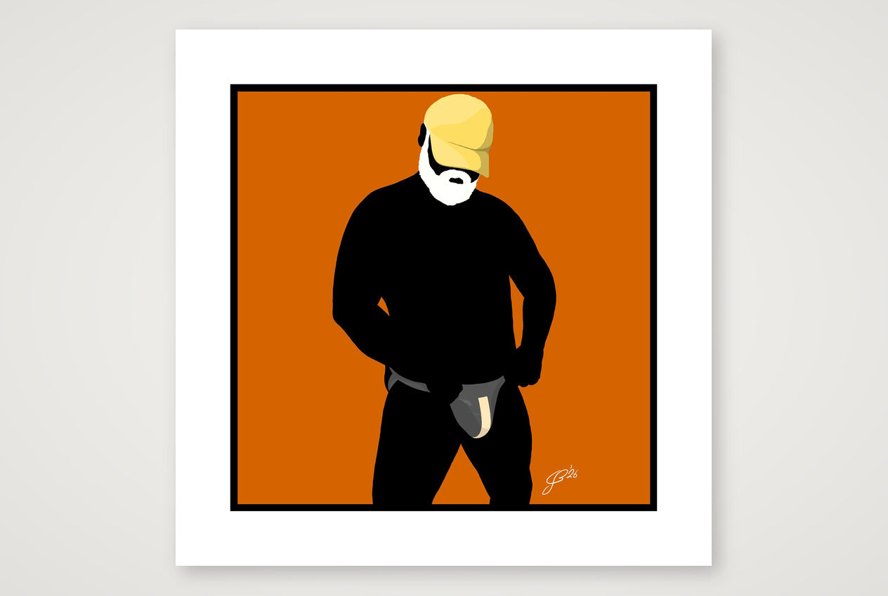Jim - Bear flag colours Art - Orange — 50×50cm, 20×20" Print only
